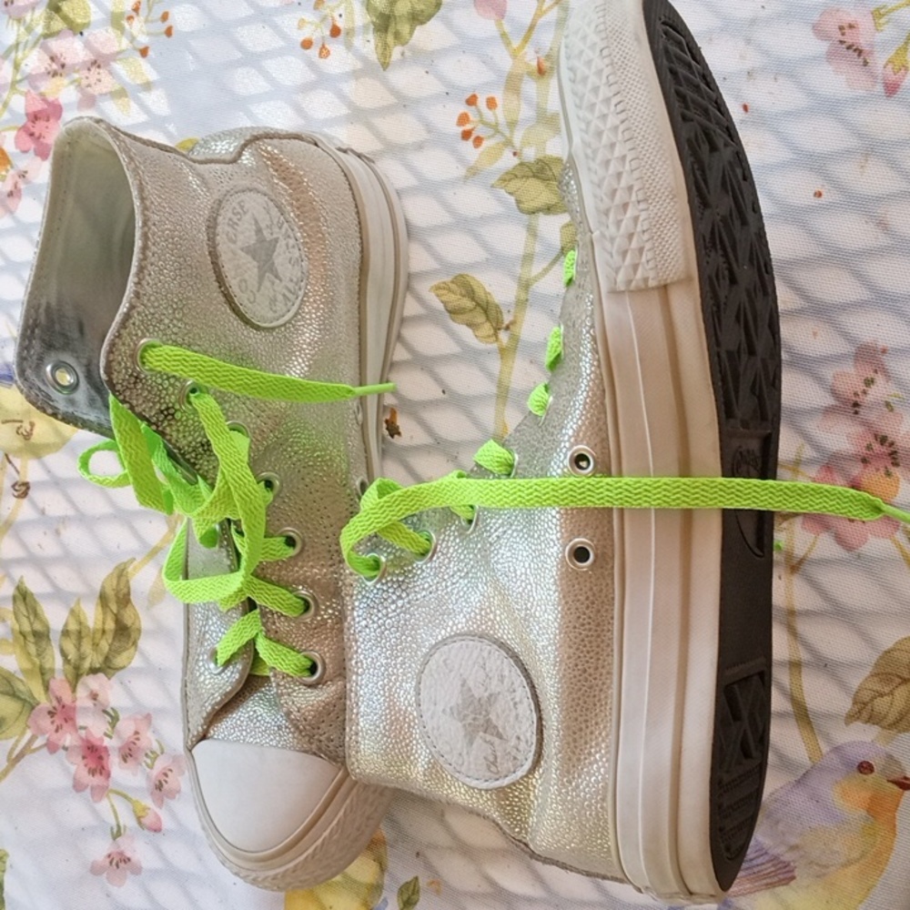 Silver sparkle converse all star sneakers